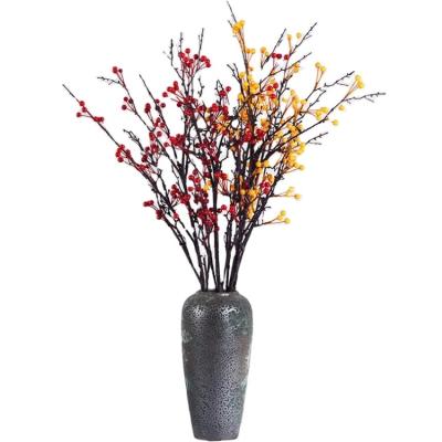 China Natural Artificial Plants Christmas Wholesale Touch Red Holly Berry Fruits Stem Berry Branch Home Decor Artificial Berries 110cm Long for sale