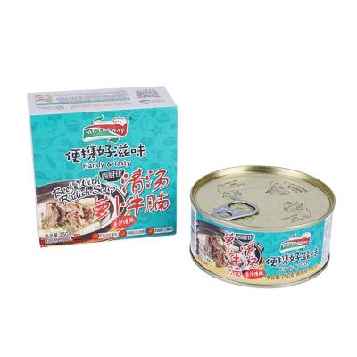 China Convenient wholesale 250g high quality sirloin with radish in clear soup beef box luncheon meat for sale