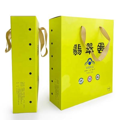 China Recyclable Retail Egg Cartons With Handle Printing Corrugated Paper Box Egg Packaging Custom for sale