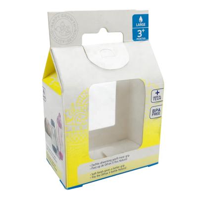 China Recyclable Baby Pacifier Packaging Boxes Printed Paper Boxes With Window Baby Products Clear Color Box for sale