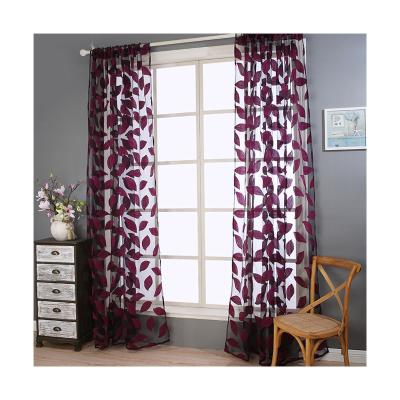 China Modern Decorative Leaf Jacquard Living Room Blackout 100% Sheer Polyester Curtains 84 Inches for sale