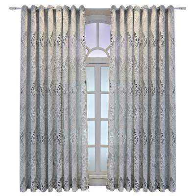 China China style 100% pure polyester European and American leaf decorative gray jacquard living room curtains for sale