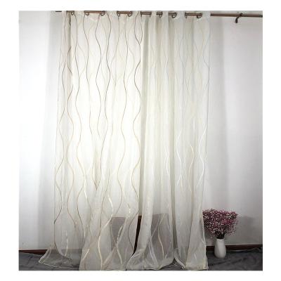 China Latest Wave Jacquard Style White Curtain Modern Wholesale Sheer Pattern Curtain For Living Room for sale