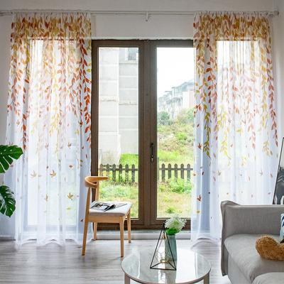 China Blackout Ebay Amazon Rod Pocket Voile Curtain Home Window Ready Printed Transparent Sheer Curtains for sale