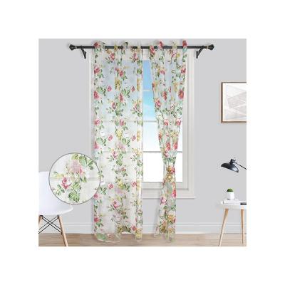 China Wholesale China Blackout Fashionable Floral Print Sheer Curtain For Living Room for sale