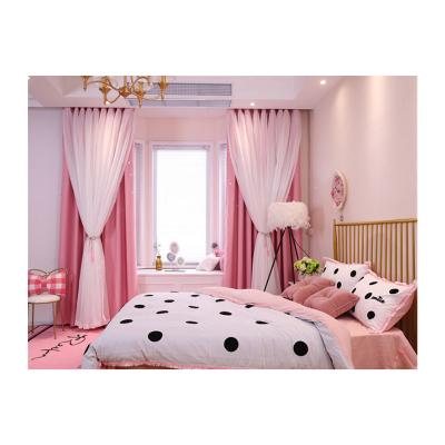 China Korean Style Double Layer Princess Star Window Blackout Ready Made Curtain For Hotel Living Room Home Cafe for sale