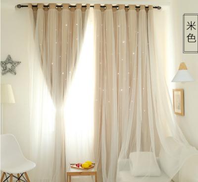 China Wholesale KOREAN Double Layer Princess Star Window Blackout Curtain For Home Living Room Cafe Room Ready Made for sale