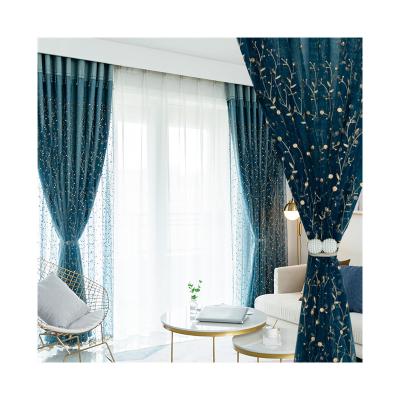 China Blackout New Arrival European Style Double Layer Luxury Embroidery Window Curtains For Bedroom for sale