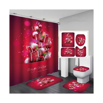 China Blackout Special Prices Christmas Bathroom Curtains And Rugs Wholesale Digital Printed Set for sale