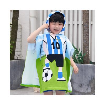 China Low MOQ Child Safe Microfiber Quick Dry Printed Hooded Cartoon Kids Ponchos Bath Beach Towel for sale