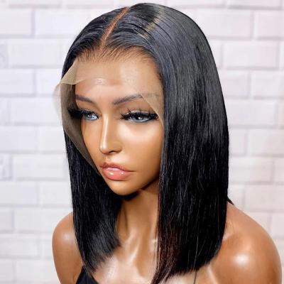 China Straight 13x4 HD Hairline Bob Wigs Cuticle Virgin Hair Brazilian Short Bob Wigs Bob Lace Front Wigs Natural For Woman for sale