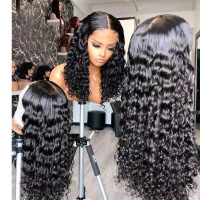 China Brazilian Virgin Hair Glueless Wigs HD Wave Lace Front Wigs Pre Plucked Loose Deep Cuticle Wave Transparent Deep Loose Wigs With Baby Hair for sale