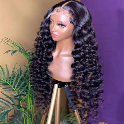 China Brazilian 13x4 HD Virgin Hair Glueless Lace Front Wigs Pre Plucked Loose Wave Curly Deep Wave Human Hair Wigs For Woman for sale