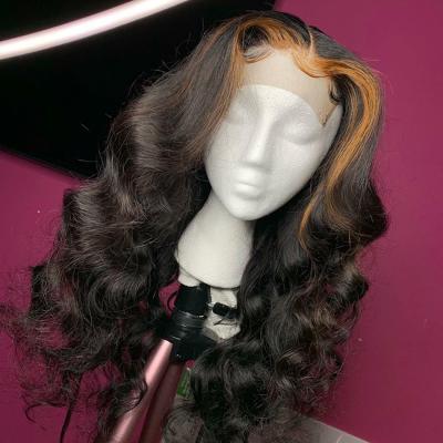 China Blonde Loose Wave Highlight Wigs 360 Lace Frontal Hair Wigs Pre Plucked Brazilian Virgin Hair Loose Wave Wigs For Black Woman for sale