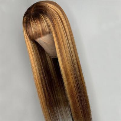 China Wigs With Bangs Brazilian Cuticle Aligned Hair Lace Front Wigs Pre Plucked Long Hair Lace Front With Bangs for sale