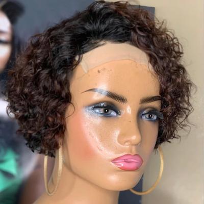 China Pixie Cut Wigs Short Curly Curly Hair Wigs For Black Woman Pre Plucked Brazilian Virgin Hair Pixie Wigs Bleached Knots for sale