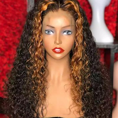 China Curly Human Hair Wigs With Baby Hair Pre Plucked Brazilian Virgin Hair Wigs Accent Blonde Lace Front Wigs Bleached Knots for sale