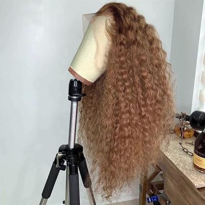 China Unprocessed Brazilian Blonde Curly Human Hair Wigs 100% Virgin Lace Front Wigs Natural Hairline Pre Plucked Hair Wigs for sale