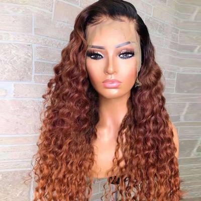 China Brazilian Curly Lace Front Human Hair Wigs Pre Ombre T1B/30# Virgin Hair Wigs 13x4 HD Curly Lace Frontal Wigs Plucked Natural Hairline for sale