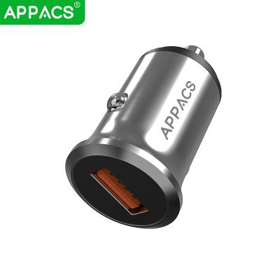 China Hot Selling Aluminum Alloy APPAC Factory Quick QC3.0 Car Charger USB 1 Ports Car Battery Charger for sale