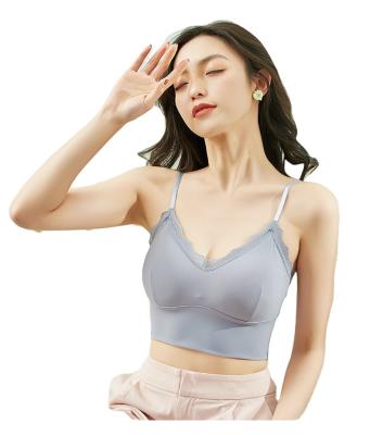 China QUICK DRY Ladies Women Fashion Plain Net Lace Up Silk Under Wear Vest Tops Yoga Wrap Camis Top Bra for sale