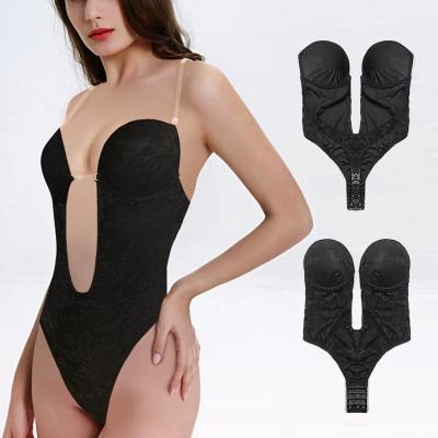 China Breathable Beauty U Back Deep V Neckline Plunging Invisible Full Bodysuit Corset Party Diet Wedding Dresses Women Tummy Control Shapewear for sale