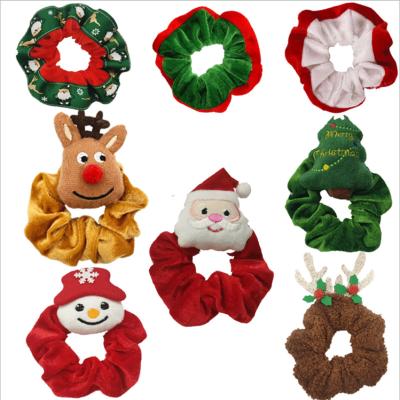 China Wholesale Friendly Santa Claus Elk Hair Tie Cute Flannel Material Christmas Elastic Hair Tie Set Girl Tie Hair Scrunchies for sale