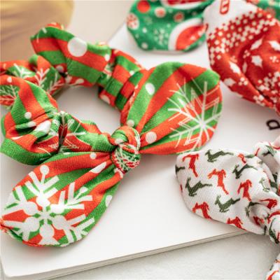 China New Winter Christmas Flannel Rabbit Large Intestine Large Intestine Circle Hair Ring High Tenacity Hair Circle Plush Hair Scrunchies Wild Striped Hair Scrunchies for sale