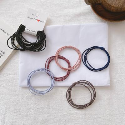 China 5pcs/set Solid Color Solid Color Elastic Hair Band Ponytail Hair Tie Korean Single High Tie Tenacity Elastic Bands for sale