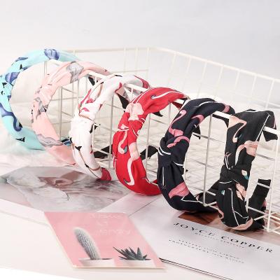 China New Fashion Charming Elegant Flamingo Broad-Brim Fabric Headband Simple And Versatile Headdress for sale