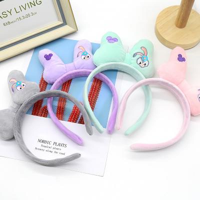 China Sweet Simple Korean Girl Hair Washing Face Hair Wash Cute Fashion Cartoon Bow Hairband Rabbit Rabbit Headband for sale