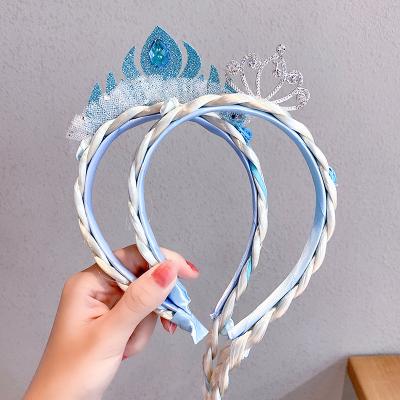 China Wholesale Sweet Cute Girl Braid Hair Band Aisha Crown Hair Band Princess Girls Headbands for sale