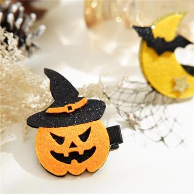 China Little Halloween Devil Hairpin Pumpkin Hairpin Side Sequin Hairpin Cute Girl Friendly Material Hairpin for sale