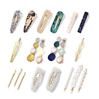 China Amazon Hot Selling Eco-friendly Hairpin Set Pearl Hair Clip Set Acrylic Acetate Hair Clip Set for sale