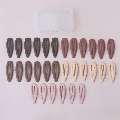 China Sweet 30 Pack 5 Colors Frosted Morandi Color Girl Bangs Clips Soft Lace BB Clips Fashion Hair Clips For Girls Kids for sale