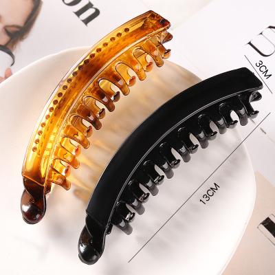 China Banana Clever Casual Single Clip Solid Color Female Temperament Grasping Clip Dish Hair Ponytail Hair Claw Back Head Clip for sale