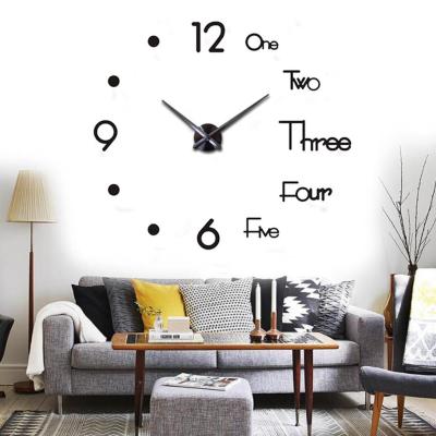 China Large 3D DIY Home Decor Creative Self Adhesive Acrylic Wall Clocks Sticker Modern Design for sale