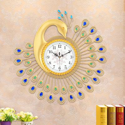 China Beautiful CREATIVE Metal Art Crafts Peacock Wall Clock decor souvenir gift for home decoration for sale