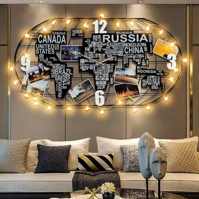 China CREATIVE odm clockLuxurious metal/wooden odmmodern wall clock for home decoration large world map wall clocks with led Lightreloj De peeled for sale