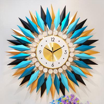 China Creative Luxury Art Wall Clock New Fashion Beautiful Colorful Home Decorative Clock For Living Room for sale