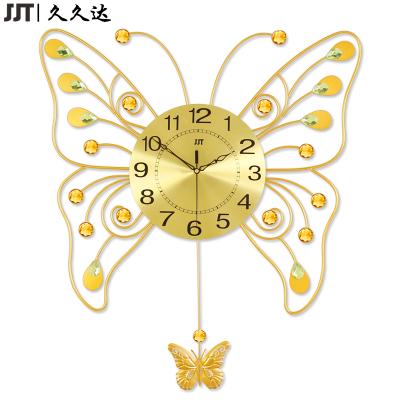 China Antique Style ODM Metal Wall Clock Decorative Reloj De/Modern Butterfly Swing ODM Wall Clock Peeled for sale