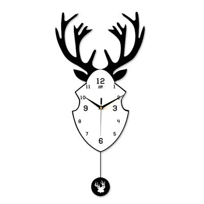 China Hot Selling Cartoon Creative Modern Simple Design MDF Deer Shapes Wall Clocks Home Decoration for sale