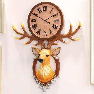 China Europe ODM/OEM Modern Wall Clock Personality Deer Shape Modern Creative 3D Wall Clock Home Decor Clocks Wanduhr for sale