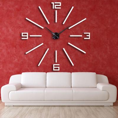 China American Creative Simple Style 3D DIY Living Room Decoration Background Mirror Wall Paste Clock for sale