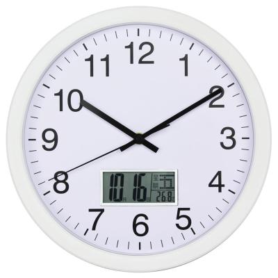 China KOREAN Modern Minimalist Home Bedroom Quartz Display Time Calendar Clock Living Room 12 Inch Silent Clock for sale