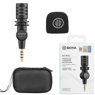 China Just For IOS Devices BOYA BY-M110 Mini Condenser Microphone 3.5mm TRRS Microphone For IOS Mobile Phone Laptop Tablet Vlog Broadcast Video Recording for sale