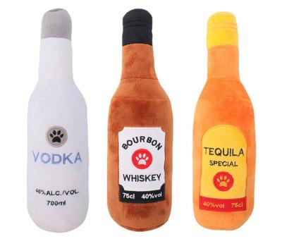 China Custom High Quality Plush Dogs Whiskey Bottle Vodka Tequila Plush Toys Stuffed Animal Pet Toys for sale