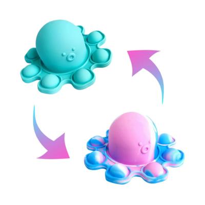 China Playing Sensory Push Mini Reversible Octopus Keychain Pop 9CM Color Bubble Meisai-Solid Silicone Stir Toys for Kids and Adults for sale