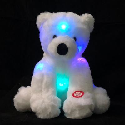 China Custom Pretty Gift Small OEM Xmas Baby Teddy Bear Cute Soft Polar Bear LED Beejay Light And Stuffed Toy Stuffed Animal With Light for sale