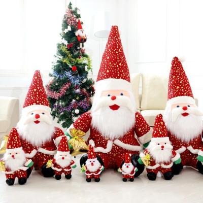 China 25CM Eco-friendly Christmas Gift Super Soft Gold Blocking Santa Claus Christmas Plush Stuffed Toys For Kids Adults for sale